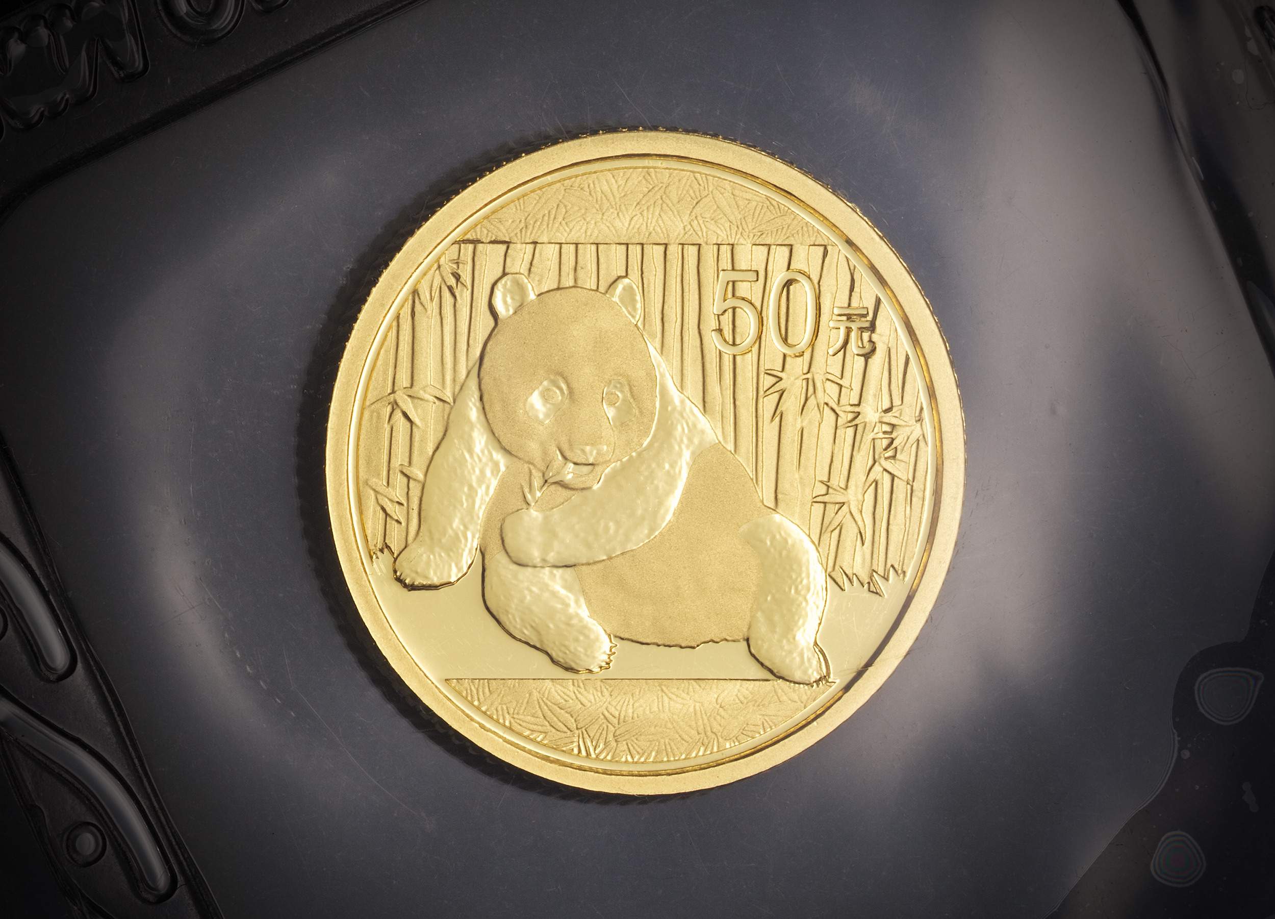 1 10 oz Chinese Panda gold coin Tavid Kuld H be