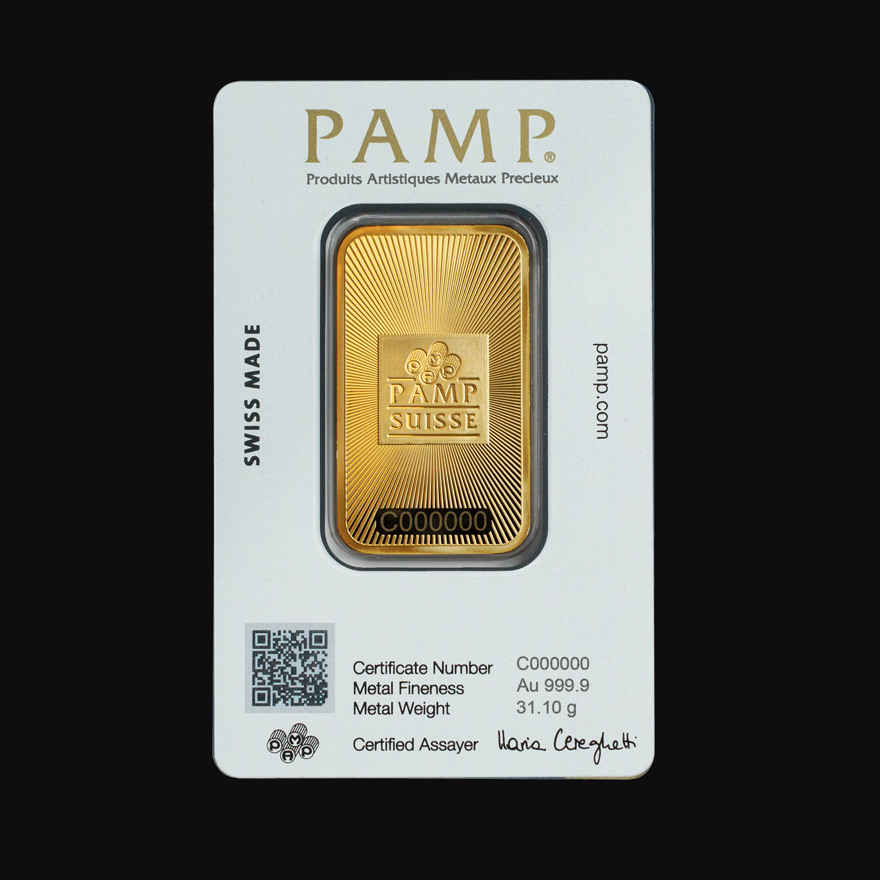 1 oz PAMP Suisse kuldplaat Tavid Kuld Hõbe